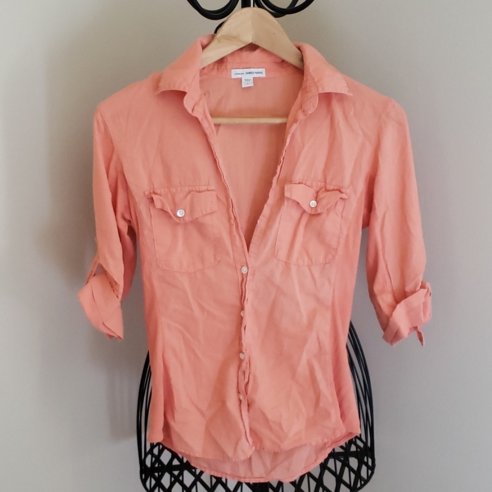 James Perse Coral Contrast Cotton top 1 Small